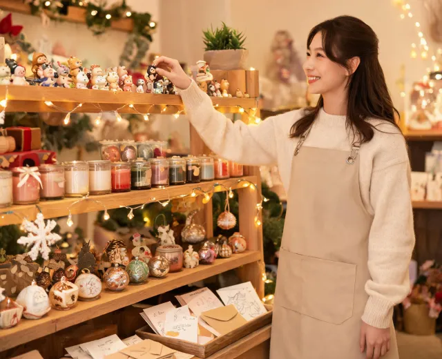 Gift shoppers and collector shelf